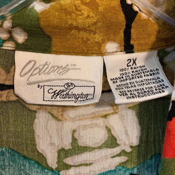 Options by Worthington Women's Multi-Color Blouse and Short Set, Size 2X - Picture 4 of 4